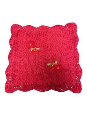 Vintage April Cornell Crochet Pillow Cover With Flowers